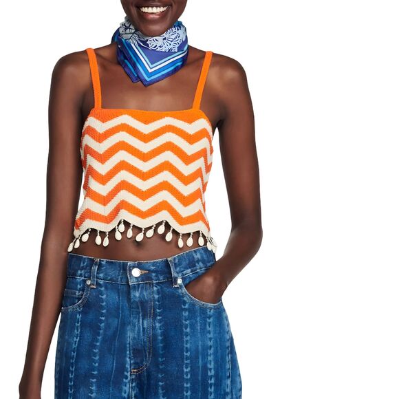 Sandro NWOT Cassandre Chevron Stripe Knit Crop Top - Picture 3 of 13